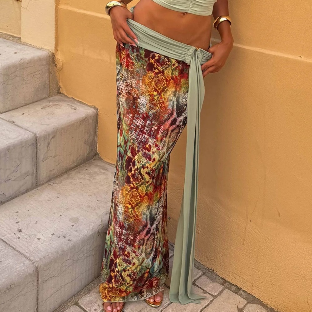 Elegant Multicolor Maxi Skirt